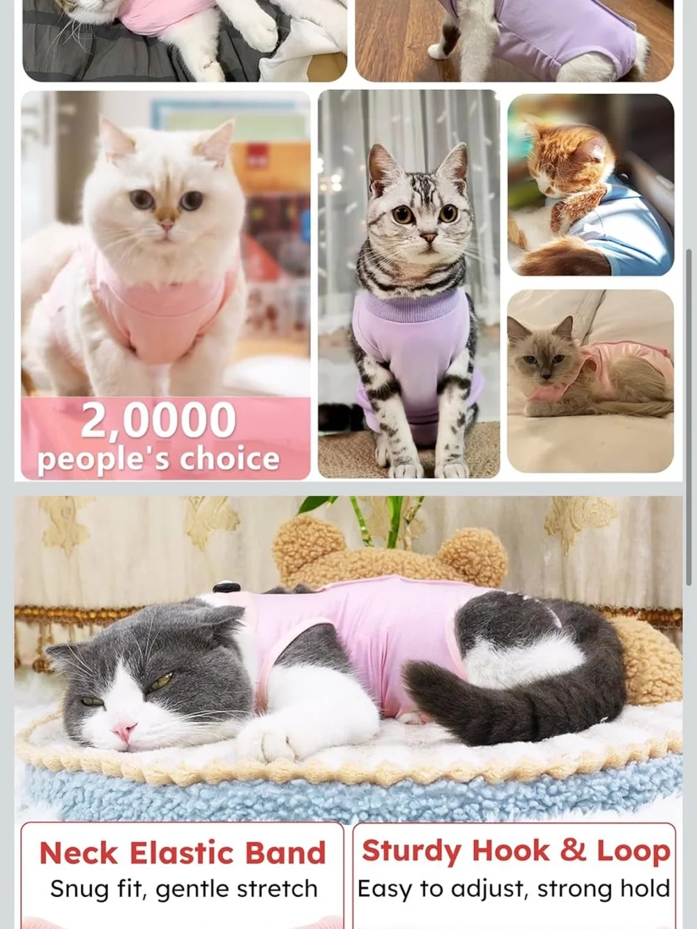 Pink Recovery Cat Onesie - Post-Surgery Comfort suit - size small